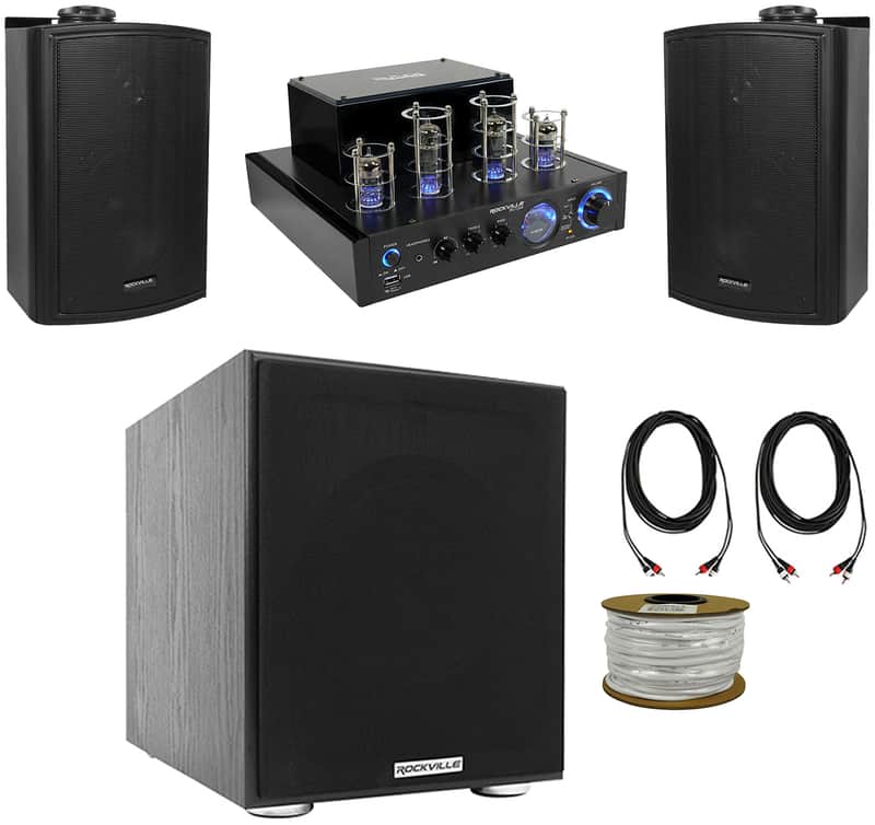 Rockville BluTube LED Tube Amplifier/Home Theater Bluetooth Stereo+Speakers+Sub image 1