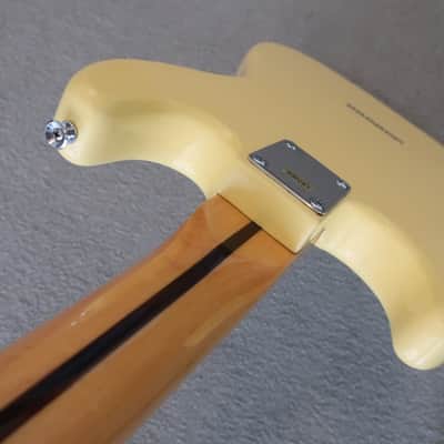 Vintage 1980 Lotus Hondo 2 PU Strat Shape Hardtail Faded Yellow 8.5+ Condition Fender Bullet Clone image 10