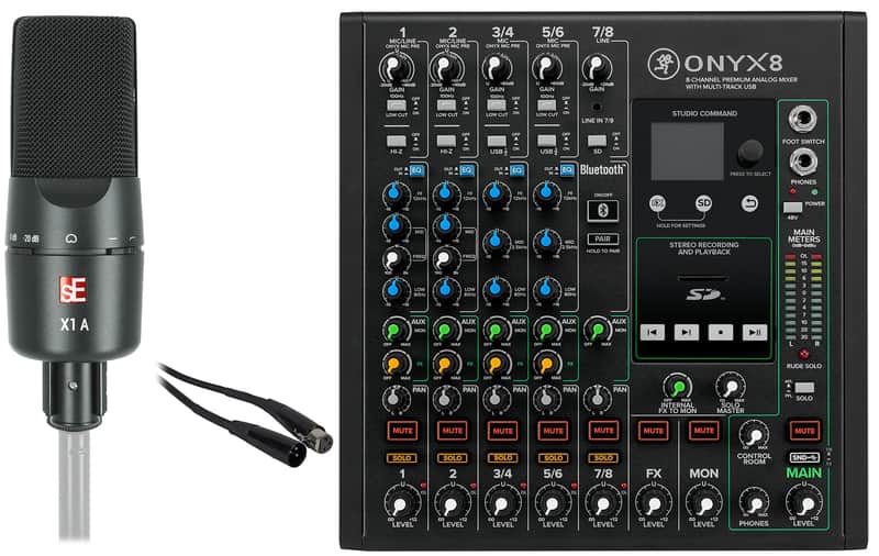 Mackie ONYX8 8-Channel Analog Mixer w/USB/3-Band EQ+Bluetooth+Se Electronics Mic image 1