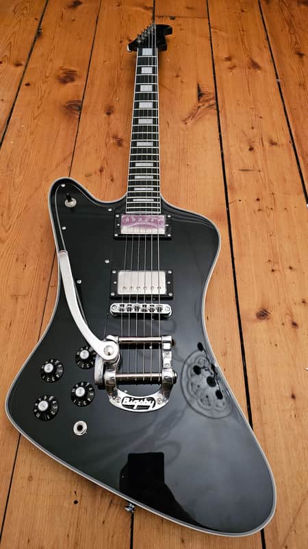 Custom Left handed black Firebird with bigsby & Tonerider alnico 2 classic humbuckers - Black image 1