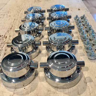 (10) DW Collector’s Series Chrome Snare Drum Turret Lugs including the Cookies (rubber gaskets) & Mounting Screws image 3