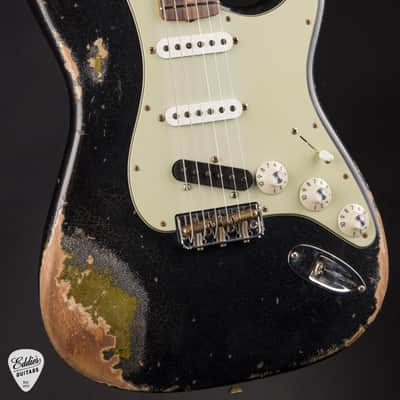 Fender Custom Shop Limited Edition Hotshot Stratocaster Heavy Relic - Black Sparkle over Aged Chartreuse Sparkle/Fender Custom Shop Event Instrument image 6