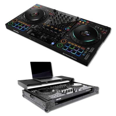 Pioneer DJ DDJ-FLX10 4-Deck DJ Controller with Headliner HL10012 All-Black Flight Case image 1