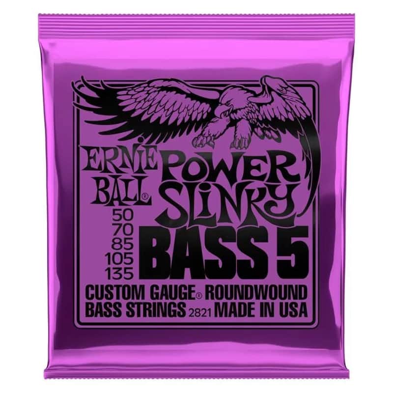 Ernie Ball 2821 Power Slinky 5-String Nickel Wound Electric Bass Strings (50-135) 2010s - Silver image 1