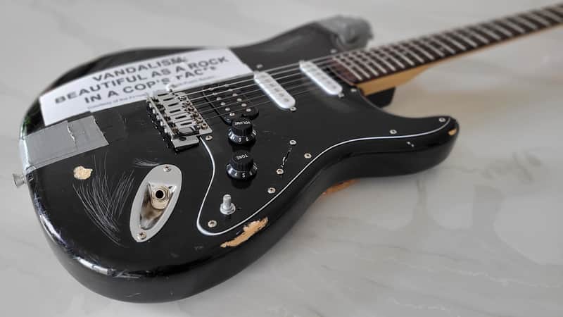 Kurt Cobain Vandalism Strat Replica (Relic) Nirvana Squier | Reverb