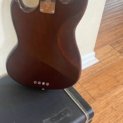 1975 Fender Mustang Bass & hard case - Transparent Walnut - Clean! image 5