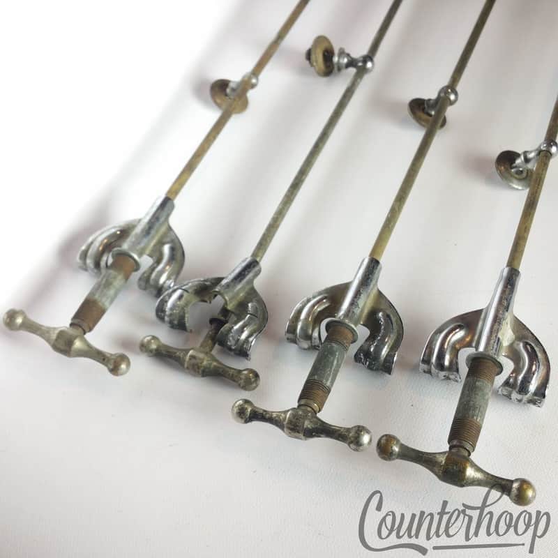 *Slingerland 4x Bass Drum Bow-Tie Single-Tension T-Rods+Claws Nickel Vintage 50s image 1