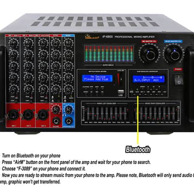Karaoke System 8000W Mixing Amplifier, 6000W Floor Standing Speakers, Dual Wireless Microphone Bild 5