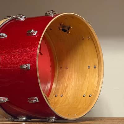 1970's Ludwig 22" Red Sparkle 14x22 Bass Drum 3-Ply Maple image 3