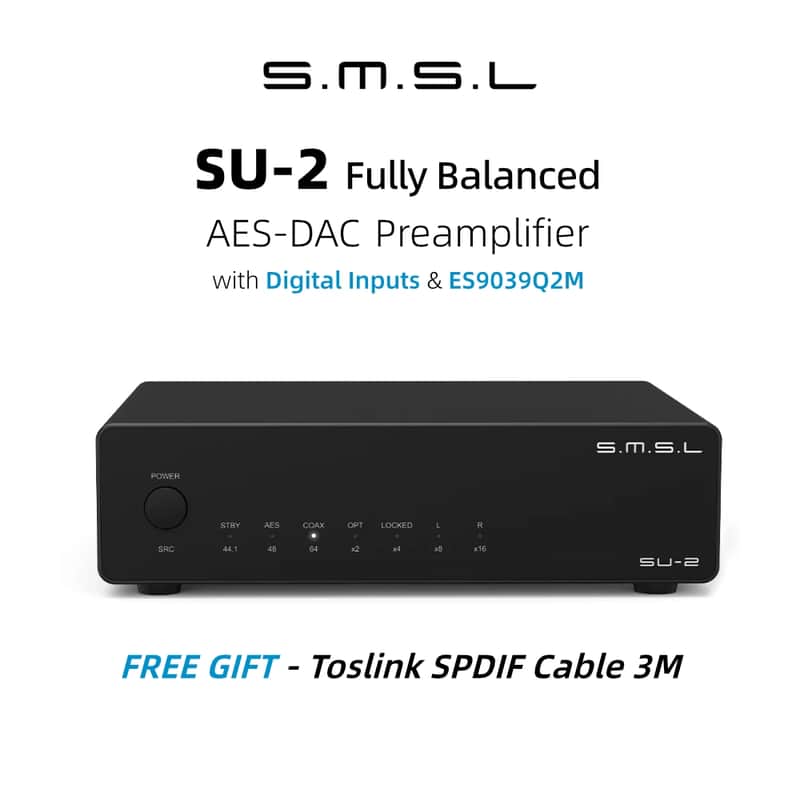 SMSL SU-2 Balanced AES/EBU DAC | ES9039Q2M Preamplifier, 130dB Ouputs image 1