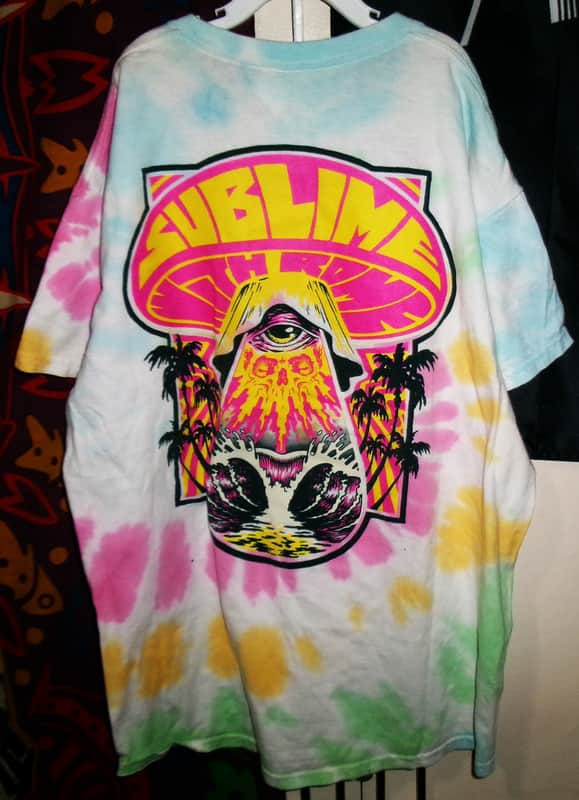 sublime with rome new 2024 tour psychedelic L woman tie die tee - reggae ska punk california image 1