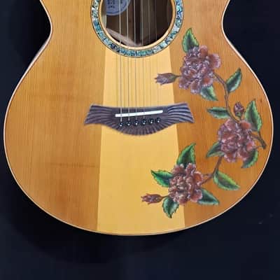 Blueberry Handmade Grand Concert Acoustic Guitar Floral Motif image 7