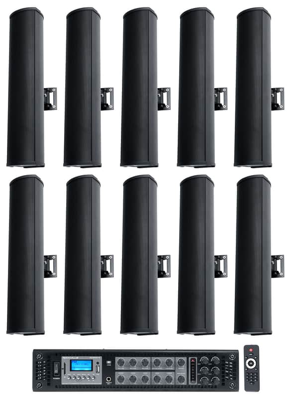 Rockville RCS650-6 70v Commercial Bluetooth Amplifier + (10) Line Array Speakers image 1