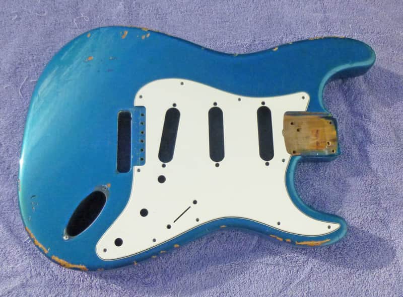 1989 Fender USA Stratocaster relic blue AVRI Reissue Strat guitar body, made by Oscar Pallares image 1