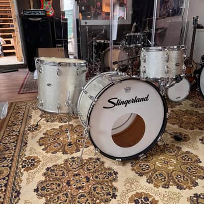 Slingerland Drumset Sparkling Silver Pearl 60`s - Sparkling Silver image 3