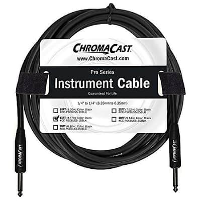 ChromaCast Pro Series Instrument Cable 15 Feet, Black, 1/4" Straight to 1/4" Straight Ends image 1