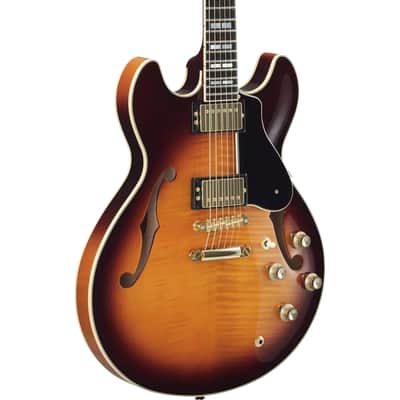 Yamaha SA2200 Semi-Hollowbody Electric Guitar, Sycamore Top; Brown Sunburst image 5