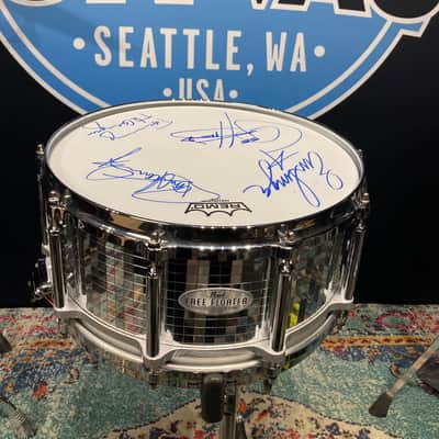 Eric Singer's KISS, David Frangioni Collection, Pearl 14x6.5" "Mirror Ball" Free Floater Snare Drum, Signed by all members of KISS! image 1