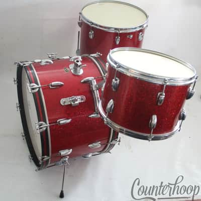 Slingerland 22,13,16 Radio King Drum Set Vintage50s 3ply African Mahogany Chrome image 2