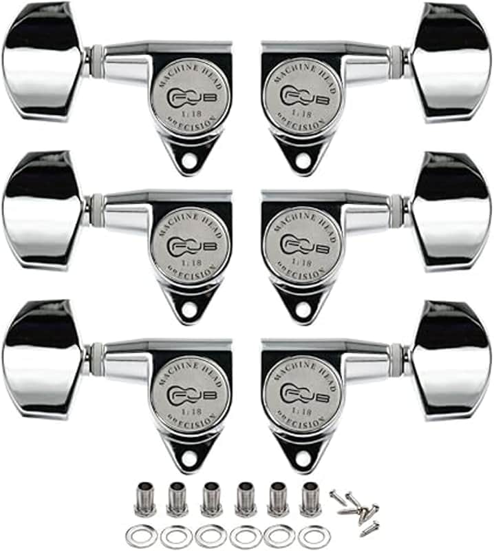18:1 Guitar Tuning Pegs 3x3 Standard Guitar Tuners Electric Or Acoustic Guitar Tuning Machines Tuning Keys Replacement-Chrome(3R+3L) image 1