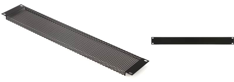 Middle Atlantic Products Vent Panels - 2 Rack Spaces 5/32" holes Bundle with Middle Atlantic Products EB1 Flanged Steel Rack Panel - 1U image 1