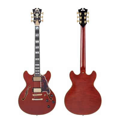 D'Angelico DAEMINIDCVIOGS EXCEL MINI DC Double Cutaway Semi-Hollow Body 6-String Electric Guitar w/Deluxe Hardshell Case image 1
