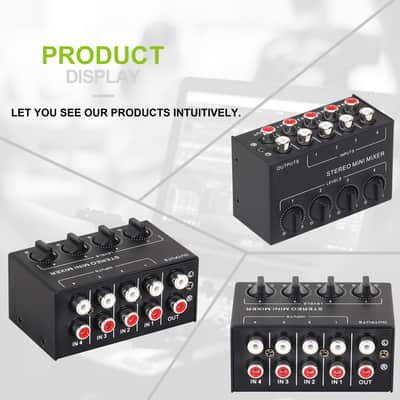CX400 Mini Stereo Audio Mixer 4 Channel Passive Mixer 1 Input 4 Output Splitter image 6