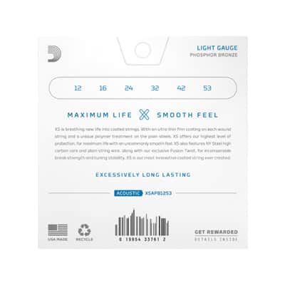 D'Addario XS Coated Acoustic Phosphor Bronze Light 12-53 image 2