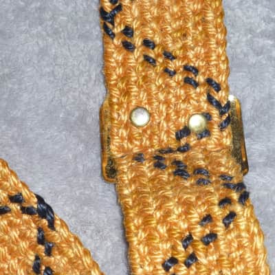 Vintage 1970s Guitar Strap Leather Ends, Metal Buckle, Metal Rivets, Metal Loop, Orange and Black Strong and Solid Excellent image 4