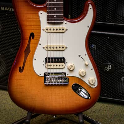 Fender Rarities Stratocaster Semi-hollow Body Electric Guitar, Solid Rosewood Neck, Flametop image 2
