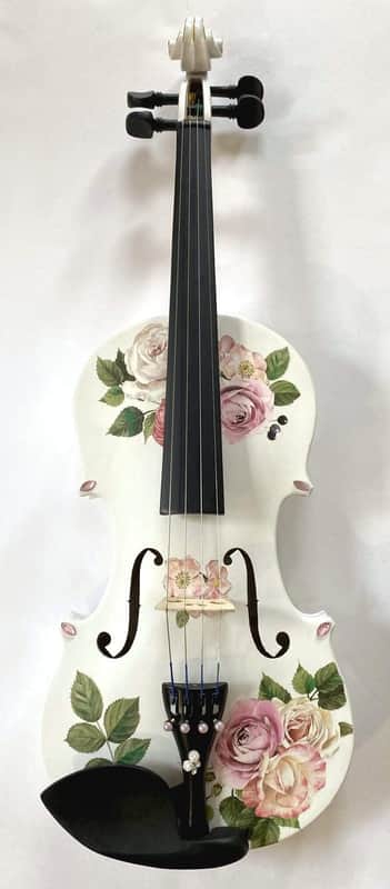 Rozanna's Rose Delight 4/4 Violin Outfit, pearl fine tuners, carbon fiber bow image 1