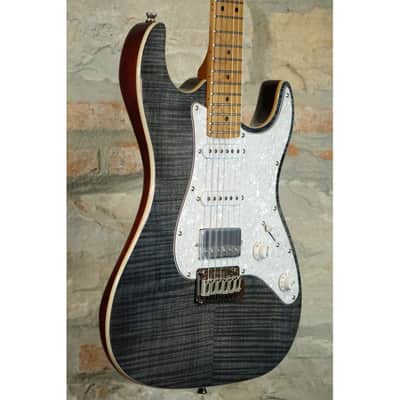 JET GUITARS JS450 TBK - Stratocaster HSS Roasted Maple Neck - Flame Top Transparent Black image 2