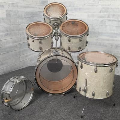 Used Vintage Slingerland Avante 60n 6pc Drum Set White Marine Pearl w/COB Snare - Good image 4
