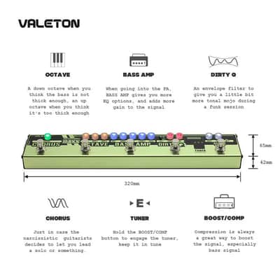 Valeton VES-2 Dapper BASS Multi Effects Pedal Strip 6 in 1 Multi Effect Bass Tuner,Chorus,Octaver,Dirty Q & Boost Comp,Tuner,price include the import duty for US buyer image 2