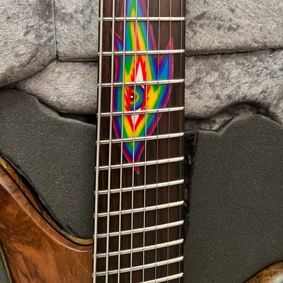 One of a kind 2018 RLG Red Layer Guitars Custom made in Amsterdam Multi-scale 27.7”-29.4” Juggernaut Baritone 8 string graphtech ghost Piezo saddles/preamp Lundgren M8 Alex Grey Inspired Inlay Hiscox Tool Djent Meshuggah image 3