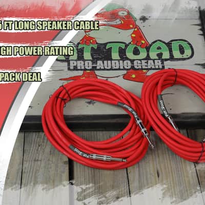 FAT TOAD 25ft 1/4" Speaker Cables (Red-FlexPRO Series) 2-Pack – Audio Patch DJ Cords with Male Jack Connectors, 12 AWG Wire for Amp & Studio Gear image 9