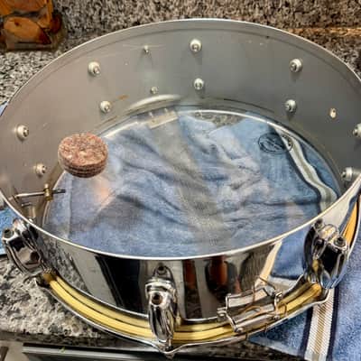 Slingerland No. 141 Festival Model 5x14" 8-Lug Chrome Over Steel Snare Drum with Rapid Strainer 1973 - 1979 - Chrome image 6