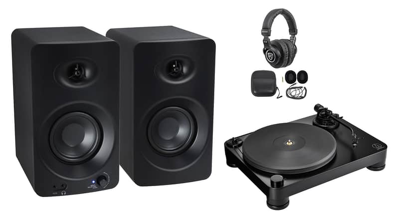 Audio Technica AT-LP7X Fully Manual Belt-Drive Turntable+Monitors+Headphones image 1
