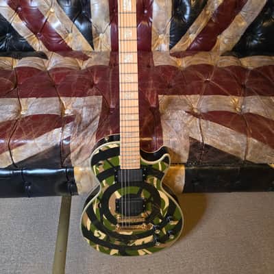 Zakk Wylde Les Paul Custom Camo Bullsye 50th Anniversary Black Sabbath Artist Signed Guitar image 11