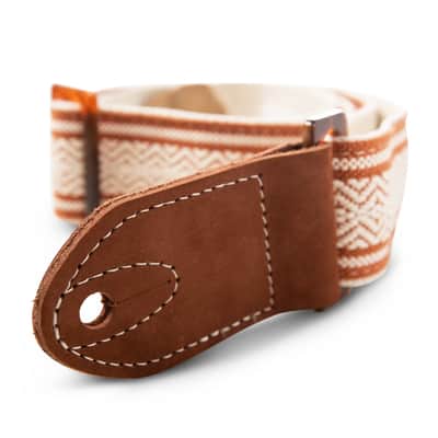 Taylor Guitars 2 Inch Academy Jacquard Leather Guitar Strap in White/Brown image 3