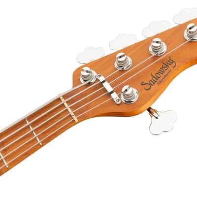 Sadowsky MetroExpress 21-Fret Vintage J/J Bass, Roasted Maple Fingerboard, 5-String - Solid Sage Green Metallic High Polish image 7