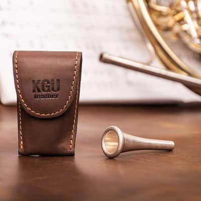 French Horn Mouthpiece Holder Single For 1 Mouthpiece. Genuine Leather Carrying Bag. Compact Mouthpiece Holder. Protection Case For French Horn Mouth Piece (Single, Brown) image 3