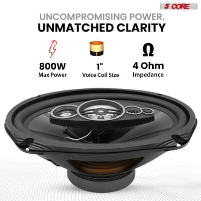 5Core 6x9 Car Speaker 800W Pair 4Ohm 4 Way Coaxial Speaker Audio w Super Tweeter Universal Fit image 2