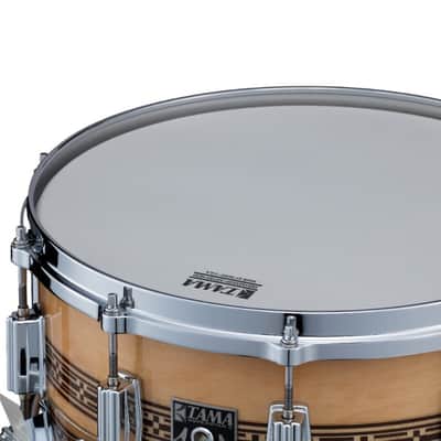 TAMA 50th Anniversary Limited Mastercraft Artwood 9mm 6ply Birch Shell 14 x 6.5-Inch Snare Drum with Multi-Section Contrasting Colored Center Wood Inlay image 4