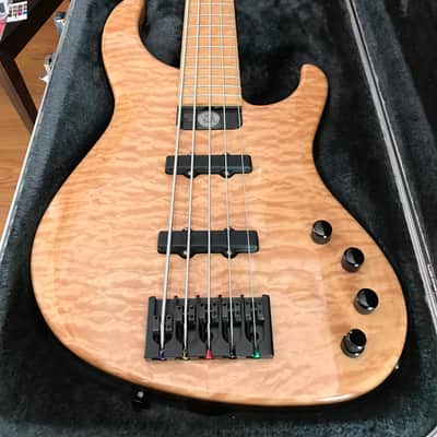 Modulus Graphite Genesis 5 String Flamed maple fingerboard and Quilted maple top! Gloss Natural image 5