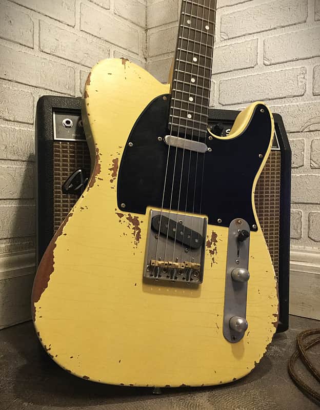 USA Relic Tele Style Electric Guitar Road Worn Yellow Nitro by Nate's Relic Guitars image 1