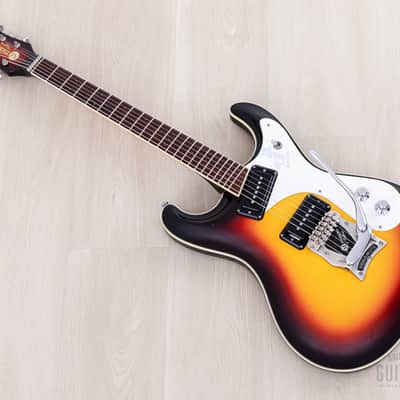 1990s Mosrite Ventures Model '63 Vintage Reissue Sidejack Sunburst w/ Vibramute & Case image 14