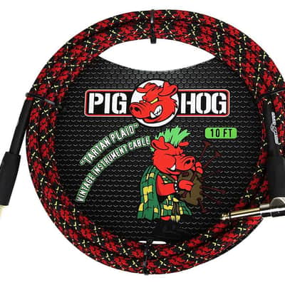 Pig Hog PCH10PLR 1/4" TS Straight to Right-Angle Instrument Cable - 10'