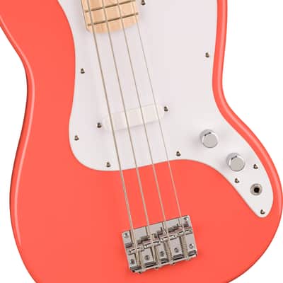 Squier Sonic Bronco Bass Maple Fingerboard White Pickguard Tahitian Coral image 4