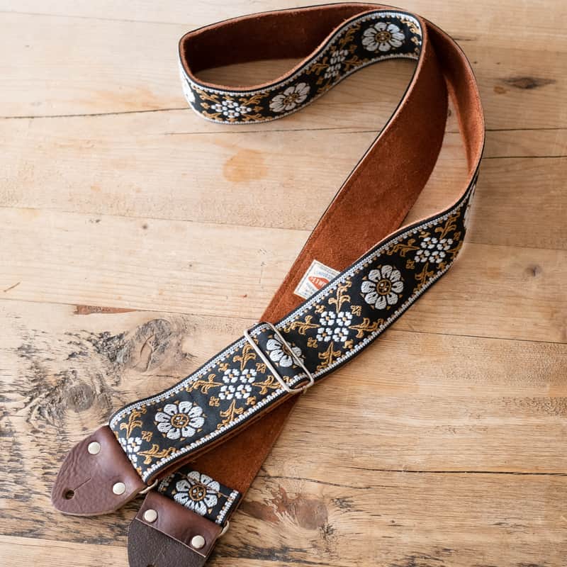 Suede-Backed Vintage Guitar Strap. "Sugar Magnolia". Handmade in London. image 1
